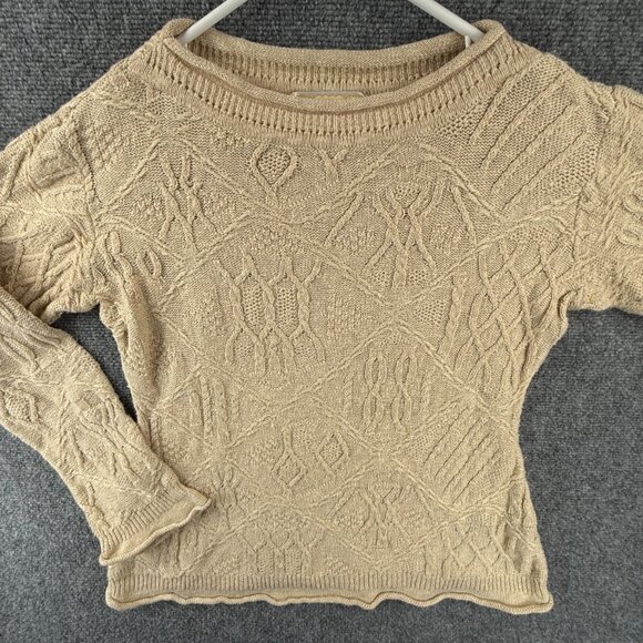 Coogi Naturals Australia Made Beige Knit Sweater Women Small Linen Cotton Crew - Picture 1 of 16